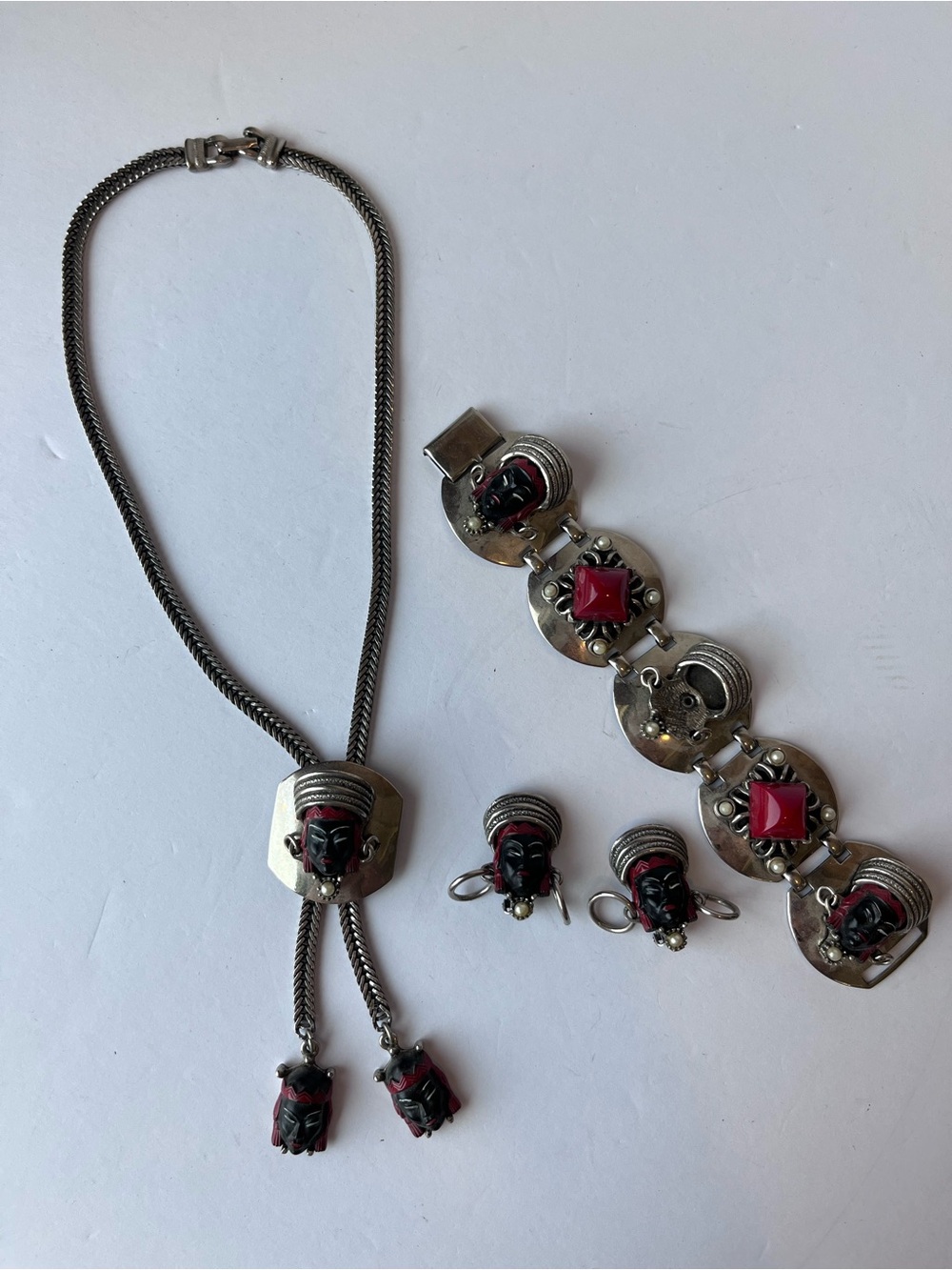 Vintage Selro Selini Princess Asian Necklace Bracelet Earrings Set